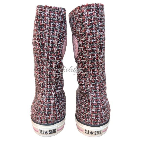 Converse 2006 XHI RARE Calf Extra High Pink Tweed Side Zip Sneaker Boot Womens 5 - Picture 3 of 12